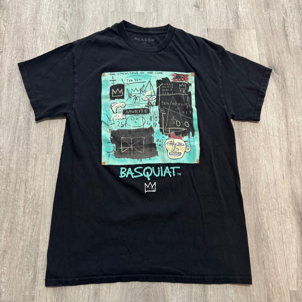 Reason Basquiat Graphic T-Shirt Mens Medium Black Art Print Streetwear Tee